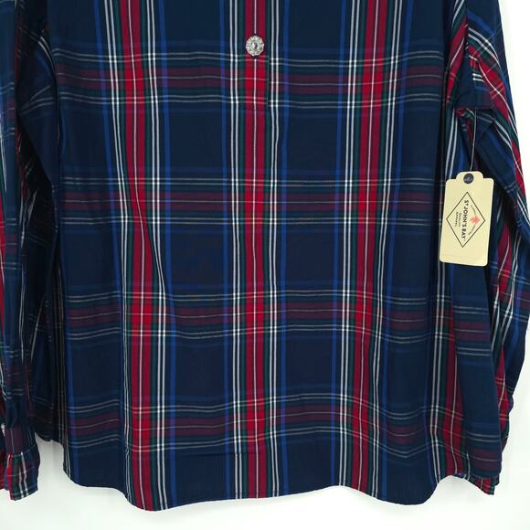 St. John's Bay Plus Size Navy Tartan Plaid Shirt Size XXL NWT - Picture 5 of 11
